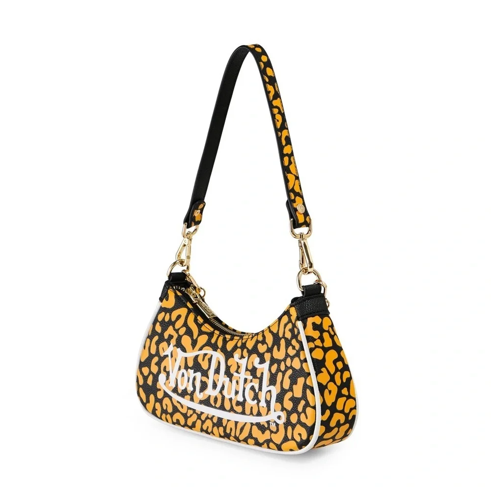 Von Dutch Y2K Orange Cheetah Shoulder Bag